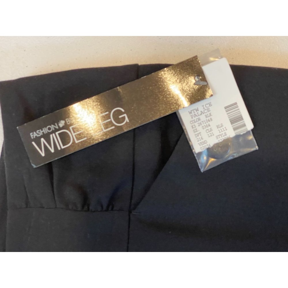 Fashion Bug Womens Dress Pants CW13010984 Wide Leg Front Button Black Size 12 - Picture 4 of 11